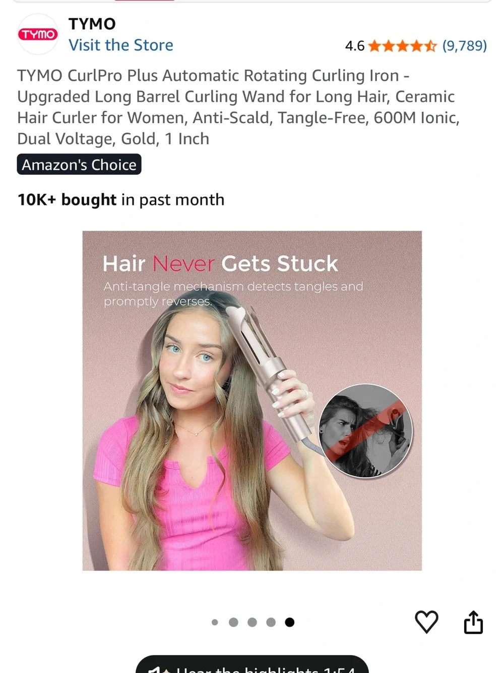 TYMO Gold CurlPro Plus Automatic Rotating Curling Iron